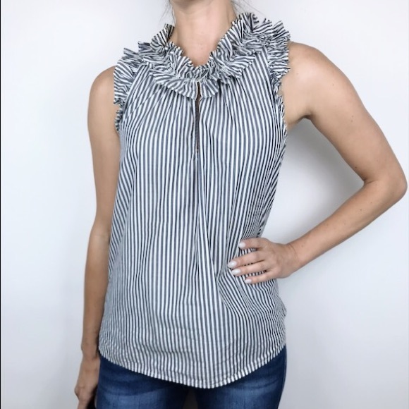 ruffle neck sleeveless top